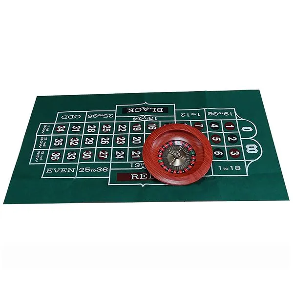 HXSTWW 2 in 1 Roulette Sets, 12-inch Wooden Roulette Wheel and Green Roulette Table Felt, Double Sided Cloth for Poker Blackjack Casino Equipment, Turntable Leisure Table Games Toys