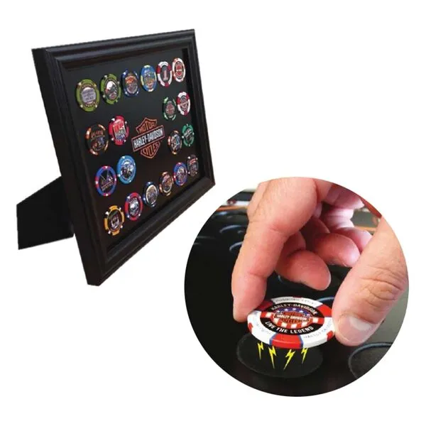 Harley-Davidson Classic Bar & Shield Magnetic Poker Chip Frame - Holds 20 Chips