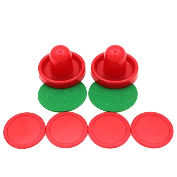 8 Pcs 60mm Mini Red Air Hockey Pushers Air Hockey Pucks Strickers Goal Handles Paddles Replacement Accessories for Game Tables