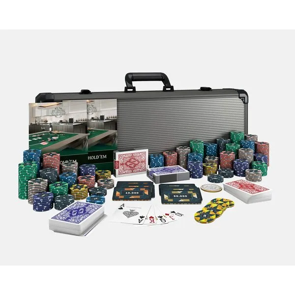 Bullets Playing Cards - Poker case with 500 Ceramic Poker Chips \'Paulie\' with Values