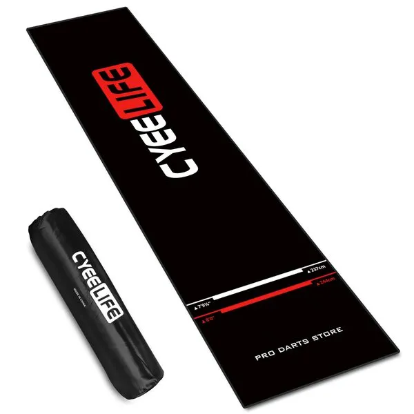 CyeeLife Dart Board Mat with Carrying Bag&Throw line for Steel and Soft Tip Darts Games with Start Lines