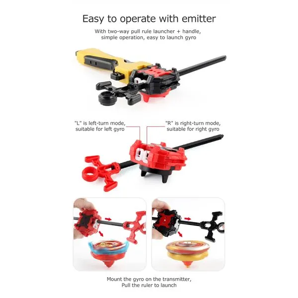 GOIJRER Metal Master Fusion Gyro Toys for Kids, 5 Pieces Battling Top Battle Burst High Performance Set with 2 Launchers