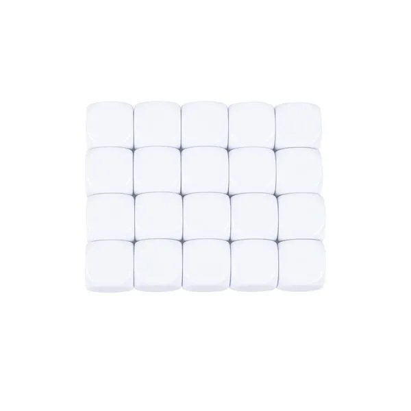 kaiheng 16mm Acrylic Dice with Smoothed Surface Six Sided Dice with Rounded Corner Blank White Dice Cubes for Board Games, DIY Sticker, Math Counting Teaching, Party Fun 20PCS