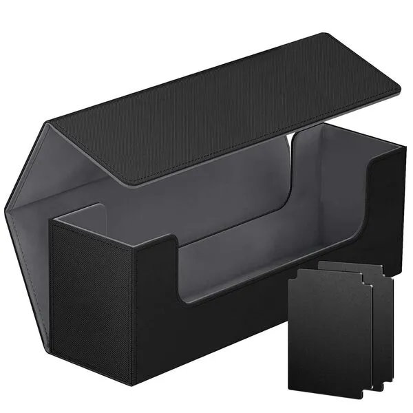 Card Deck Case for Trading Cards, Leather Magnetic Closure Commander Card Storage Box Holding 600+ Sleeved Cards Fit for YuGiOh, MTG and Sport Cards (600 Card Deck Case)