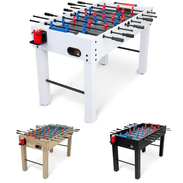 GoSports 48 Inch Game Room Size Foosball Table - Includes 4 Balls and 2 Cup Holders – Black, Oak, or White
