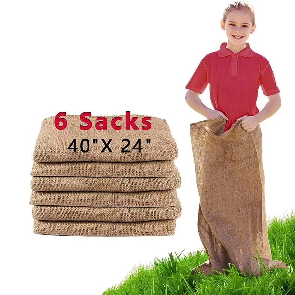Alytree 6 Pack Burlap Potato Sack Race Bags, 24