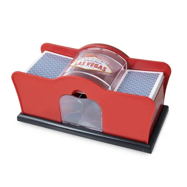 Premium Manual Card Shuffler 2 Deck With Hand Crank, Card Shuffling for UNO, Poker Games, Blackjack, Rummy, Phase 10, Skip-Bo and All Your Favorite Card Games; Poker Card Shuffler Manual