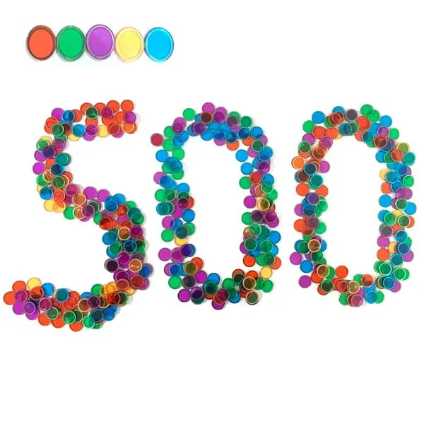 Dacefloy Magnetic Bingo Chips 500 PCS Transparent Game Tokens- Mix 5 Colors Counting & Sorting Poker Chips Plastic Markers