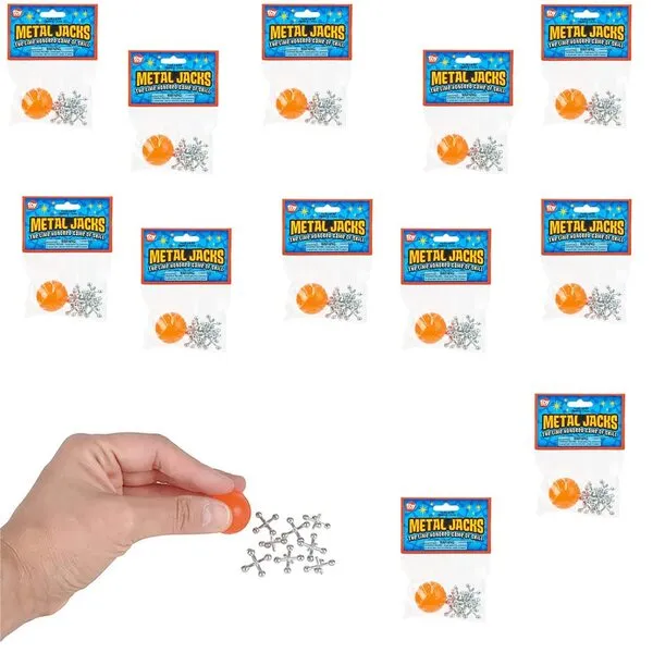 The Dreidel Company Jacks Game with Ball, Metal Set 0.5â€, Retro Toys, Classic Games Great Party Flavors, Kids\' Activities, Loot Bag Fillers, Halloween, Easter, Birthday Parties (12-Pack)