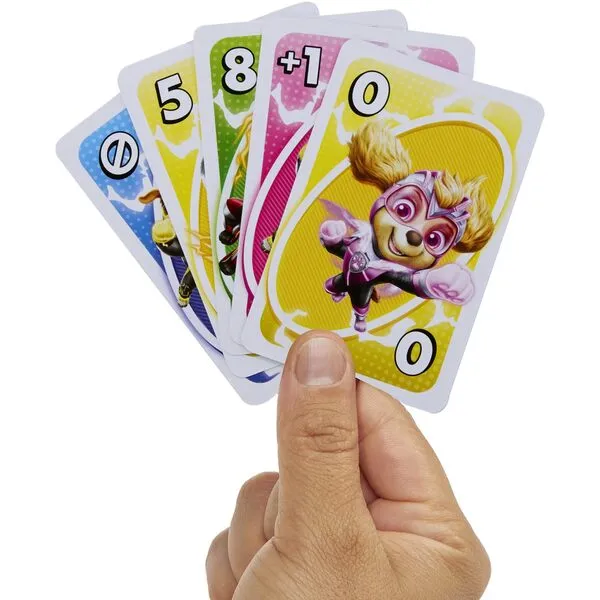 Mattel Games UNO Junior Paw Patrol: The Mighty Movie Kids Card Game for Family Night Featuring 3 Levels of Play