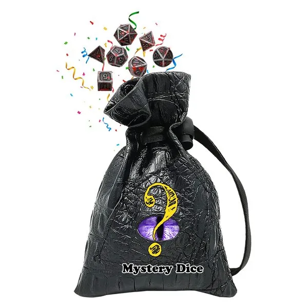 Haxtec Mystery Dice Bag with Metal Dice Set Dragon Eye Dice Pouch Drawstring PU Leather Dice Holding D&D Dice Dungeons and Dragons Accessories DND Gifts
