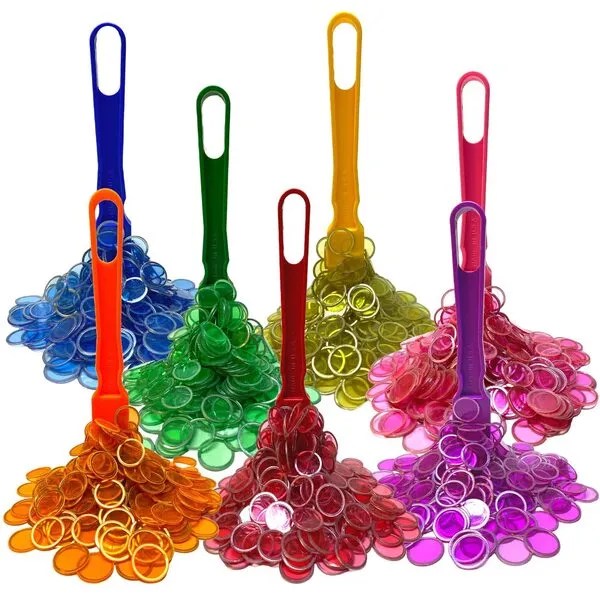 MR CHIPS Made in USA, 7 Bingo Magnetic Wands & ¾ Inch Plastic Chip Set with Metal Rings – 700 Upgraded Pieces Bingo Chips Magnetic – Blue, Red, Green, Purple, Yellow, Pink & Orange