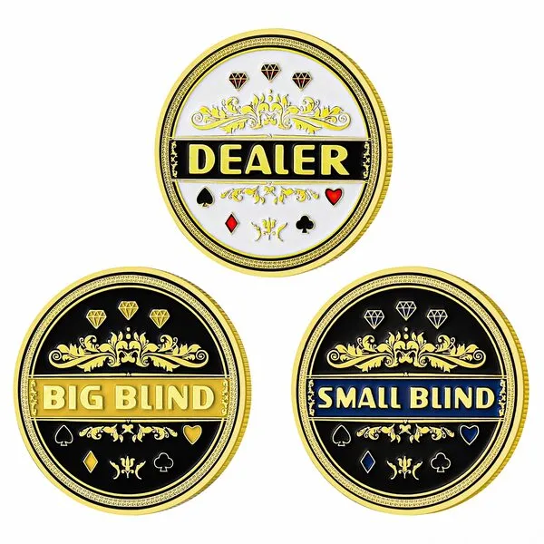 LuluCircle Dealer Button, Small Blind, Big Blind, Poker Guard, Poker Gifts for Men, Poker Accessories, Coin Collectibles, Poker Chips Coin with Plastic Case (Position Marker), 3 pcs