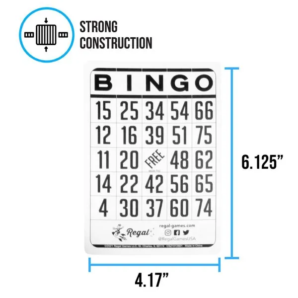 Regal Bingo Classic Bingo Cards Deck Reusable - Bingo Games for Family - 50 Playing Cards - White