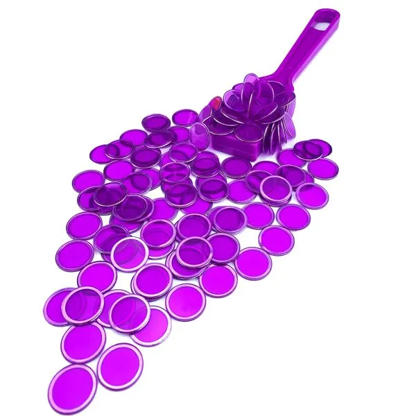 Magnetic Wands and Bingo Chips Set Magnet Wand wtih 100pcs Metal Ringed Discs for Kids School Science STEM Kit Math Learning Accessories(Purple)