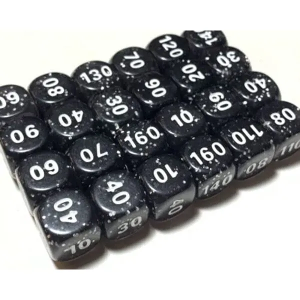 Pokemon Dice x24 Set - Damage Counters - Black W/Glitter - Trainer Toolkit