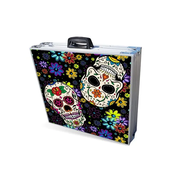 PARTYPONG 8-Foot Folding Beer Pong Table - Dia de Los Muertos Edition (Base Model)