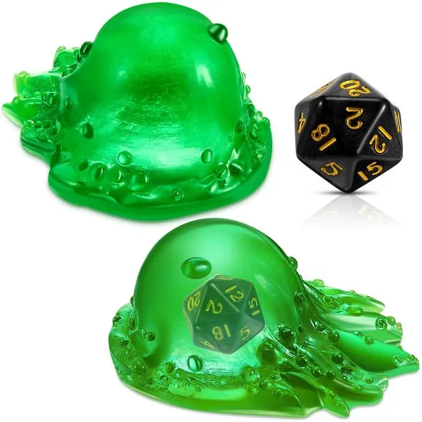 Dice Jail Gelatinous Cube Dice Prison Resin Dice Cage Translucent Dice Storage Dice Container Dice Holder Dice Miniature Accessory for Table Game Party Gatherings Gifts(Green)