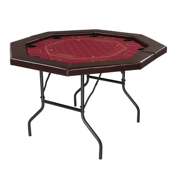 PEXMOR Foldable Poker Table, 8 Player Octagonal Folding Texas Holdem Blackjack Table w/Casino-Grade Felt, Water-Resistant Cushioned Rail, 8 Cup Holders, Portable Collapsible Legs Casino Game Table