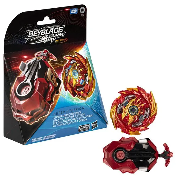Beyblade Burst Pro Series Super Hyperion String Launcher Pack, Right/Left Spin Beyblade Launcher with Spinning Top, Kid Toys for 8 Year Old Boys & Girls