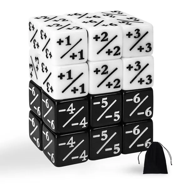 24 Pieces MTG Dice Counters Token Dice, Magic The Gathering Glitter Sparkle Dice, Loyalty Dice Starry Marble D6 Dice Cube Compatible with MTG, CCG, Card Gaming Accessory (Black & White)