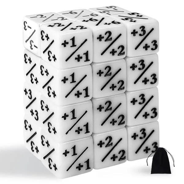 24 Pieces MTG Dice Counters Token Dice, Magic The Gathering Glitter Sparkle Dice, Loyalty Dice Starry Marble D6 Dice Cube Compatible with MTG, CCG, Card Gaming Accessory (White)