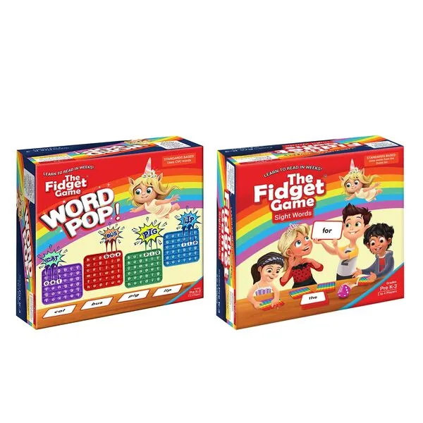 The Fidget Game Ultimate Reading Bundle - Master 220 Dolch Sight Words - Suitable for Pre-K to Grade 3 - Includes Popping Mats & Dice