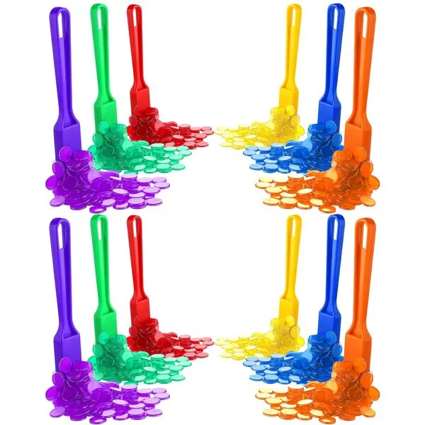 1212 Pcs Magnetic Bingo Wands with Bingo Chips Rainbow Magnetic Wands and Chip Set for Kids Learning, Science, Counting, Sorting, Home, Classroom, School, Game Educational Activities, 6 Colors