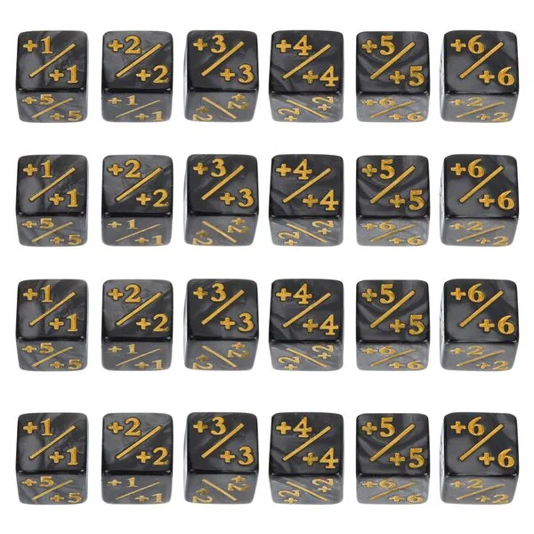Toddmomy 24Pcs Dice Counters Token Acrylic Dice Cube Positive and Negative Dice Card Gaming Accessory Kids Learning Toys（Black）
