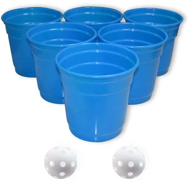Foreverkeyu Large Giant Yard Pong Outdoor Game Set with 6 Buckets9\'\',2 Balls,1 Mesh Bag,Bucket Toss Pong Set Cup Pong Throwing Game for Family,Party,Wedding,Events,Campling,Lawn,Indoor,Outdoor
