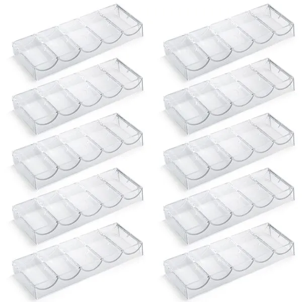 Versa Games 10 Clear Acrylic Poker Chip Trays - Casino Grade - 30% Thicker Than Standard Chip Trays - for Standard Size Poker Chips & Clay Poker Chips - 10 Poker Chip Racks - Each Holds 100 Chips