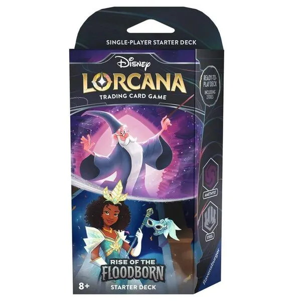 Ravensburger Disney Lorcana TCG: Rise of The Floodborn - Amethyst & Steel Starter Deck | Engaging Trading Card Game | Exciting Collection of Disney Artwork | Family-Friendly Fun | Ages 8 and Up