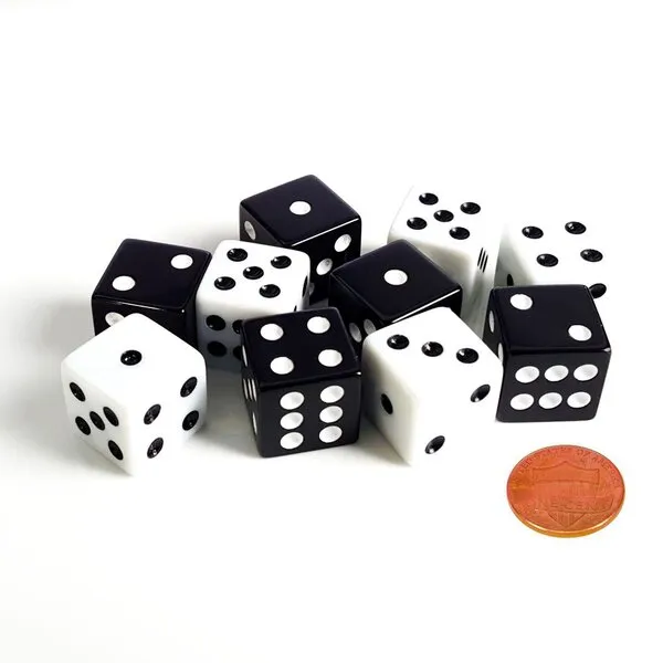 GFDay 14pcs Gaming Six Sided D6 Black & White 16mm Dice for Board Games Casino