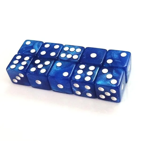 GFDay 10pcs Unigue Style Gaming Six Sided D6 Dice for Board Games Casino Marbleized Dice-Marbleized Blue
