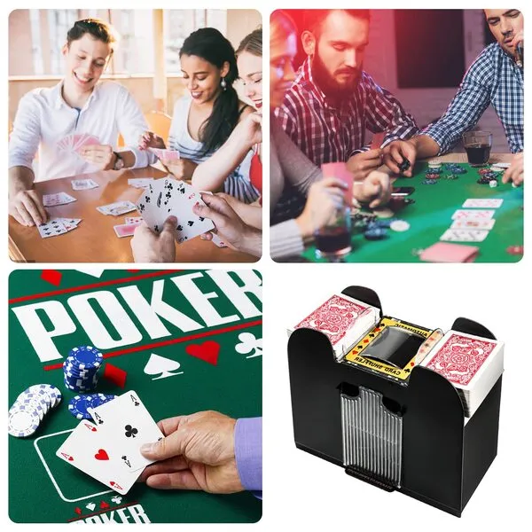 Unniweei Automatic Card Shuffler 1/2/4/6 Decks, Electric Battery-Operated Shuffler, Casino Card Game for Poker, Home Card Game, UNO, Phase10, Texas Hold\'em, Blackjack, Home Party Club Game