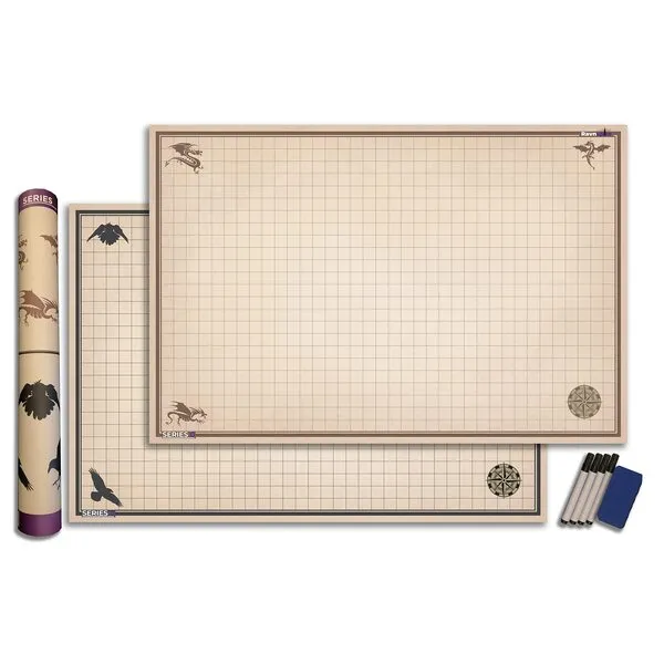 Ravnspire DND Battle Mat Ultimate 2 Pack Starter Set Accessory for RPG Role Playing Games 24