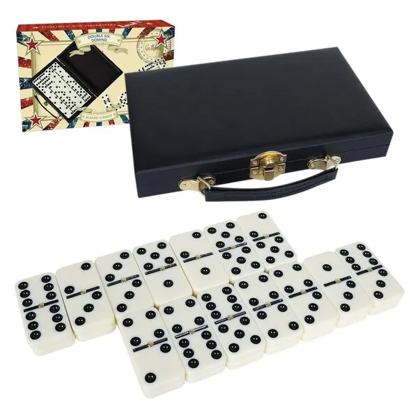 GOTHINK Portable Professional Double 6 Dominos Set for Adults with Storage Box - 28 Tiles Dominoes Set for Holiday Travel Game - Classic Tabletop Board Games Ideal for Toy Gifts Family Birthday Party