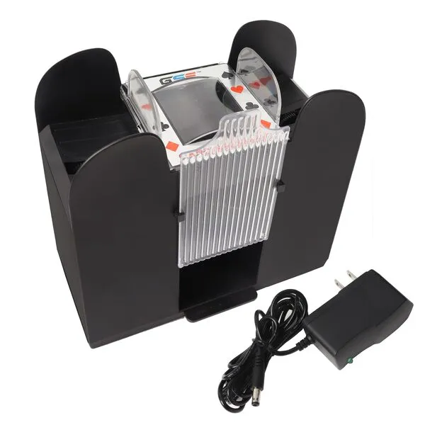 GSE Games & Sports Expert 6-Deck Automatic Card Shuffler, AC/DC-Power & Battery-Operated Electric Shuffler Machines for Playing Cards, Blackjack, Texas Hold\'em, Canasta, Bridge, Rummy, UNO