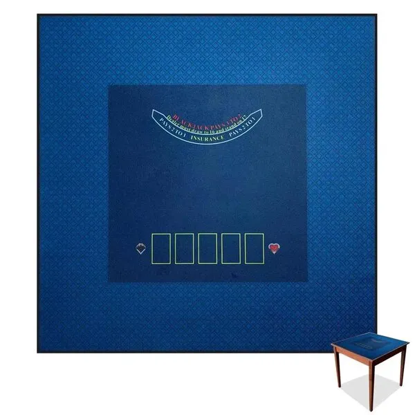 BALIKEN Square 48'' x 48'' Texas Hold'em and Blackjack Table Felt, Portable Foldable Texas Hold'em and Blackjack Layout