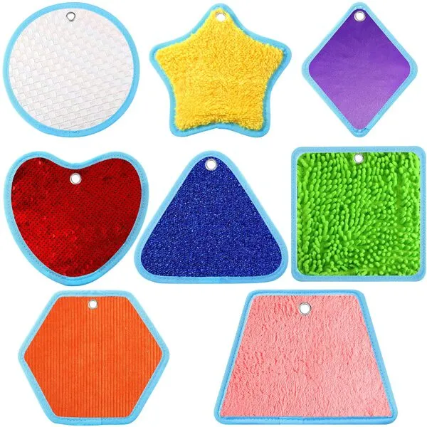 Boao 8 Set Mini Sensory Mats Assorted Textured Play Mat Sensory Mats for Texture Sensory Floor Tiles Educational Tactile Sensory Toys for Activity(Irregular,8.7 Inch)