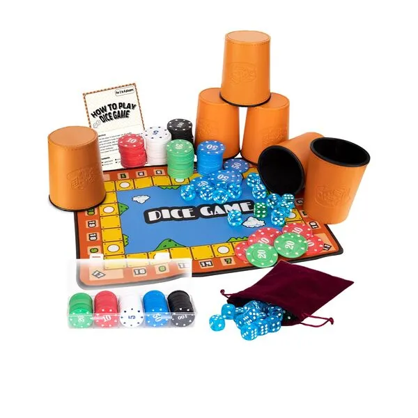 Extguds Dice Game Set for Liars Dice,Classic Bluffing Game with Game Mat, 6 Professional Leather Dice Shaker Cups, 100pcs Game Chips,Perfect for Many Dice Games