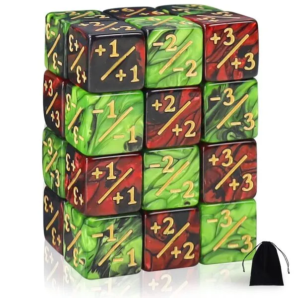 24 Pieces MTG Dice Counters Token Dice, Magic The Gathering Glitter Sparkle Dice, Loyalty Dice Starry Marble D6 Dice Cube Compatible with MTG, CCG, Card Gaming Accessory (Type 2)