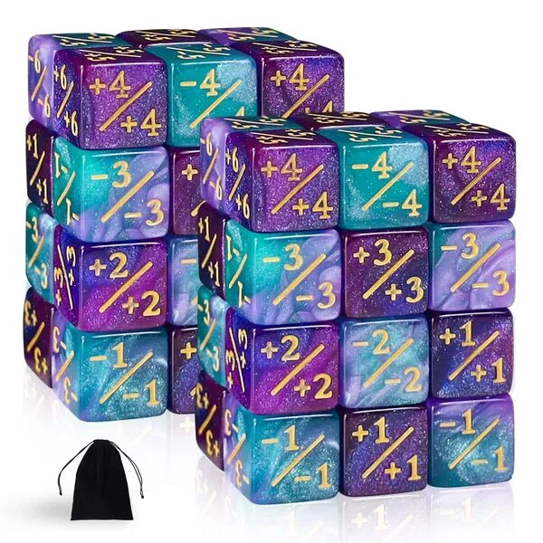 48 Pieces MTG Dice Counters Token Dice, Magic The Gathering Glitter Sparkle Dice, Loyalty Dice Starry Marble D6 Dice Cube Compatible with MTG, CCG, Card Gaming Accessory (Type 5)