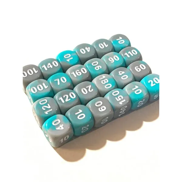 Pokemon Dice x24 Set - Damage Counters - Scarlet & Violet ETB - Teal Gray Swirl