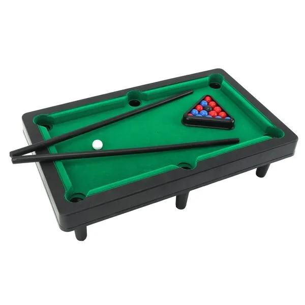 Diydeg Mini Pool Table, Plastic Impact Resistant 31.4x18.8x8cm Small Pool Table Portable Desktop Billiards with 2 Sticks 16 Ball Tripod 6 Leg Bracket for Party, Office, Home