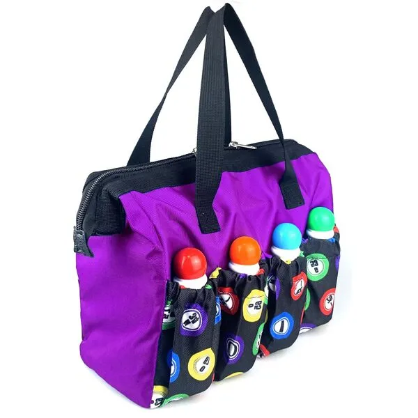 TCOINERY Bingo Dauber Bags with 8 Pockets Large Capacity Bingo Tote Bag/Travel Carrying Case with Zipper/Makeup Bag/Casino Game Lovers Gift Mothers Day Gifts for Women (Purple)