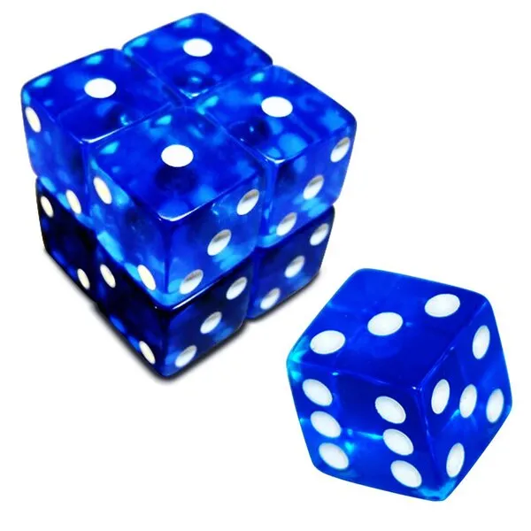 GFDay 19mm Gaming Dice D6 Six-Sided Transparent Casino Dice (Blue, 5pcs)