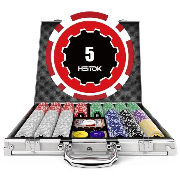 HEITOK Touch Poker Chip Set-500PCS Expertly Crafted for Texas Hold’em, for Poker Aficionados Texas Hold'em, Blackjack