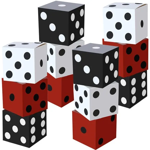 Ctosree 12 Pcs Large Casino Dice Boxes 11 in Casino Theme Party Decoration Vegas Jumbo Giant Dice Centerpieces Table Top Dice Casino Night Graduation Prom Birthday Party Supply(Black, White, Red)