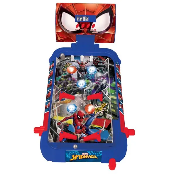 Lexibook Marvel Spider-Man, Table electronic pinball, action and reflex game for Children and familiy, LCD screen, light and sound effects, blue/red, JG610SP